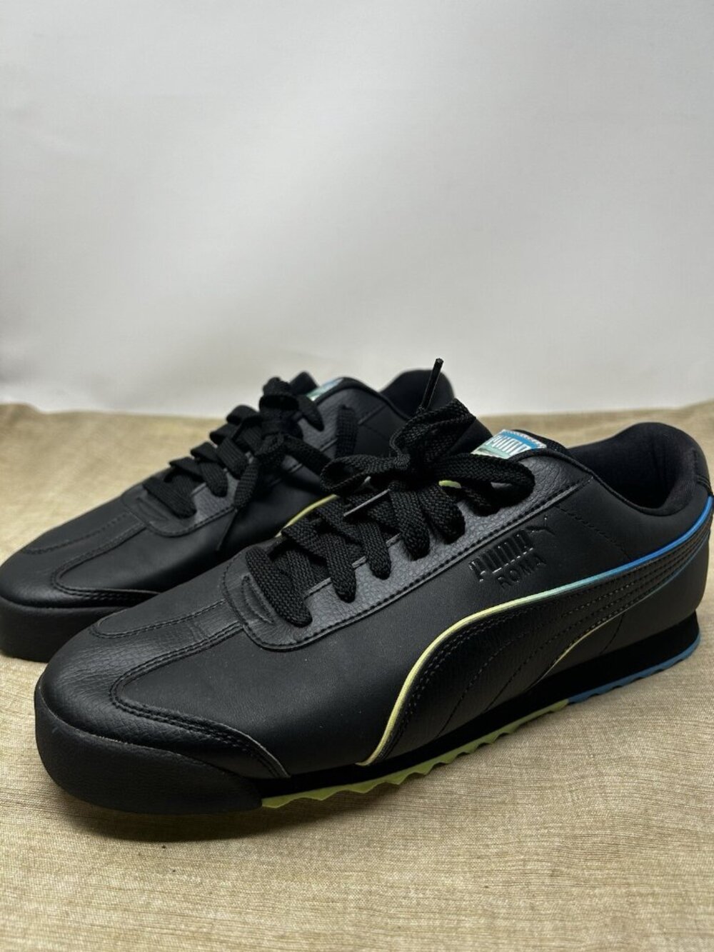 Mens Puma Roma LS Black Sneakers Shoes Size 10  385666-01